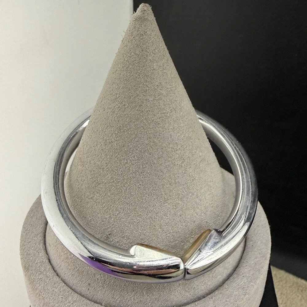 Vintage Clipa Bangle Bracelet Silver Tone Signed 7